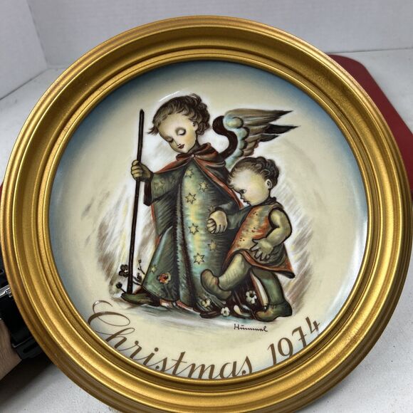 Hummel Schmid Bros‎ 1974 Christmas Plate - The Guardian Angel Framed - Picture 1 of 3